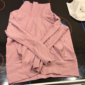 Pink Mock Neck Pullover Sweatshirt